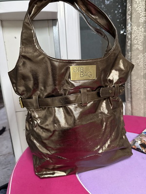 BIC BAG by LR μεταλλική καφέ μπρονζέ τσάντα ώμου