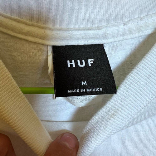 HUF T-shirt white with print size Medium like new
