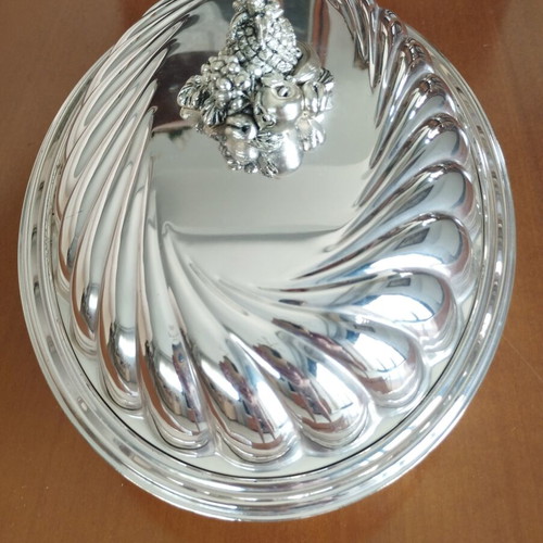 Silver-plated Fruit Bowl Cassetti Firenze 871 FI • Vintage Bell Cloche • 32x23cm • Display Condition