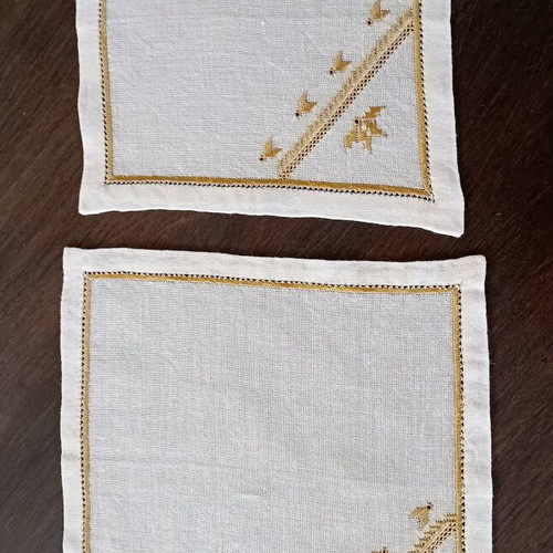 Package of four small handmade Karsanika embroideries like new