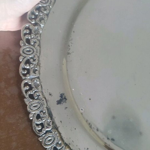 Silver-plated vintage serving trays used, set of 2, 32.5 & 33 cm