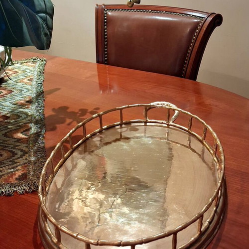 Vintage Faux Bamboo Hollywood Regency Serving Tray like new