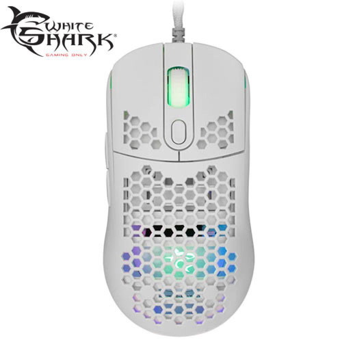 White Shark Galahad GM-5007B gaming mouse white new with 6400 DPI and RGB lighting