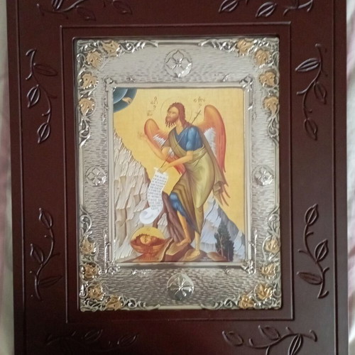 Icon of Saint John new, silver 925 and 24k gold