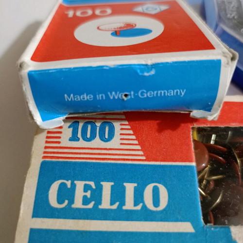 Pins, perforated hole punch and pins box like new, set