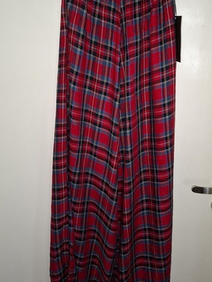 Red checked pants new with belt Hype size M