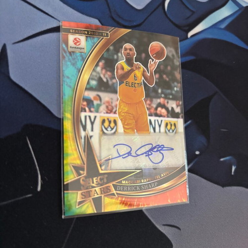 Derrick Sharp Stars Auto Tie-Dye Prizm Card 2025-26 Panini Select EuroLeague, near mint