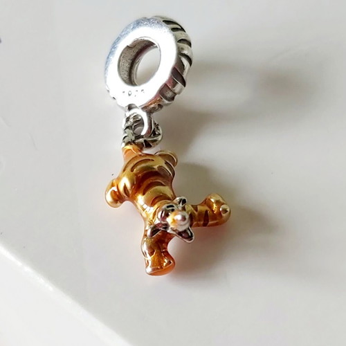 Silver 925 tiger charm new with enamel