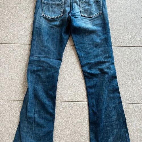 Ultra Low Waist Y2K Meltin' Pot Vintage Bootcut Jeans used, blue turquoise