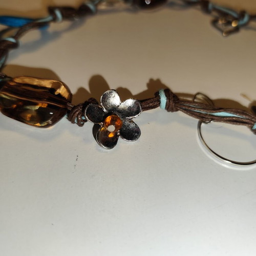Women's necklace with cords, metal and beads like new