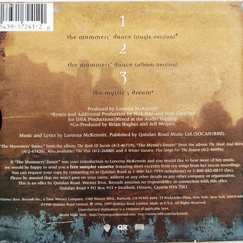 Loreena Mc Kennitt The mummers' dance CD single used, ethno