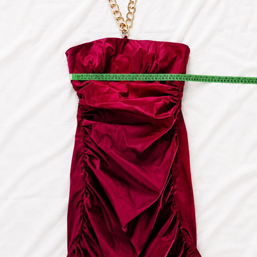 Ysatis satin fuchsia dress with gold chain, size S, evening