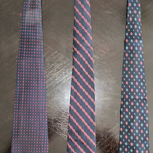 Set of 3 Men's Ties Dark Blue with Red and Multicolor Details like new