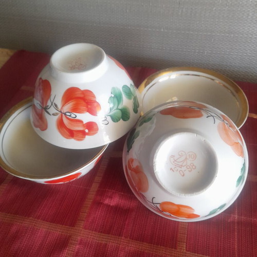 Polonne Vintage Porcelain Bowls Set of 4 Used
