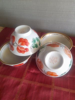 Polonne Vintage Porcelain Bowls Set of 4 Used