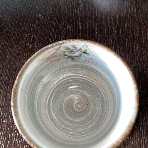 Japanese porcelain tea set with four cups in wooden box