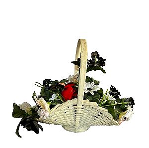 Επιτραπέζιο διακοσμητικό καλάθι με ψεύτικα λουλούδια 21x31x11