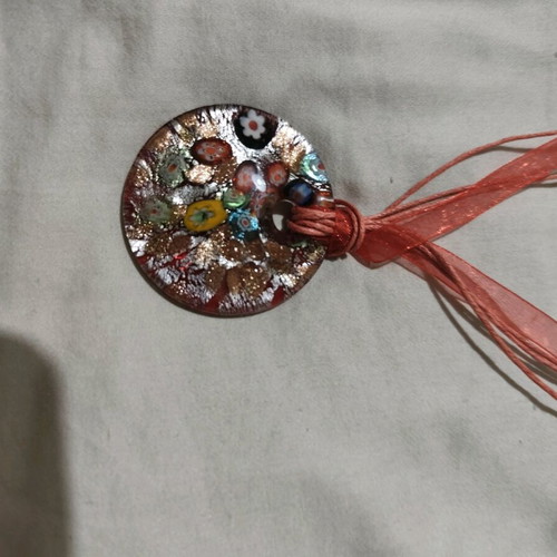Vintage Murano Glass Millefiori & Gold Leaf Necklace new, multicolor