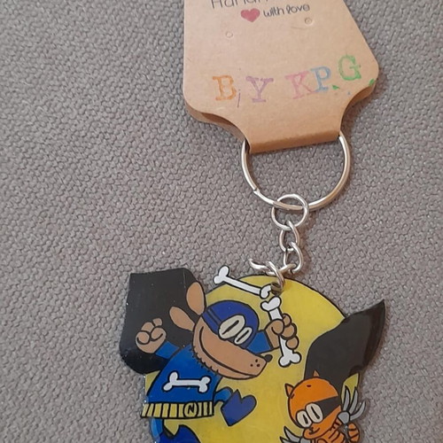 Dog Man and Cat Kid Handmade Keychain New