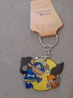 Dog Man and Cat Kid Handmade Keychain New