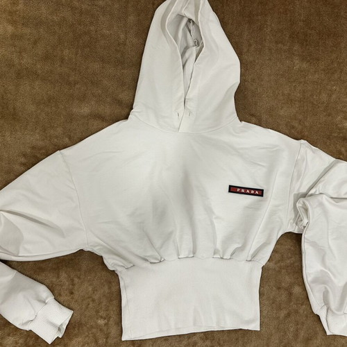 Crop hoodie used, white, sizes S and M