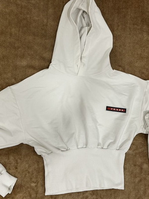 Crop hoodie used, white, sizes S and M