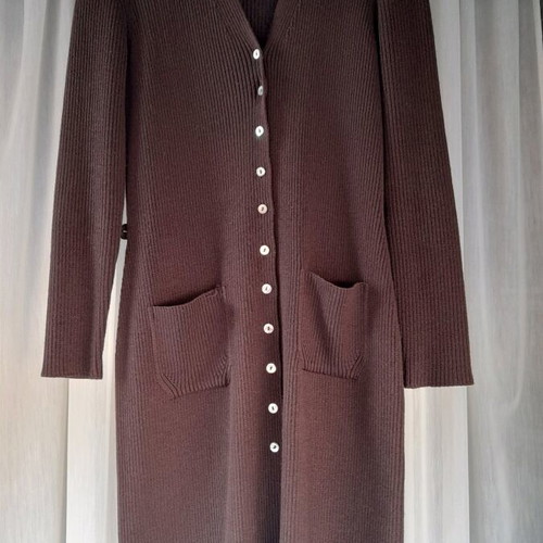 Alain Manoukian brown ribbed long cardigan like new, size M