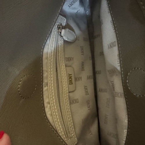 DKNY women's shoulder and handbag, brown/beige monogram with strap