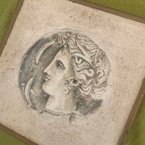 Fresco painting used 70s 33x33cm