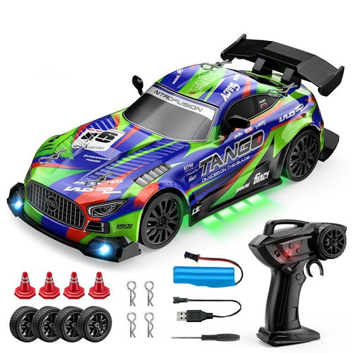 Remote Control Drift Car 1:24 4WD 2.4GHz LED Blue Green