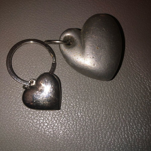 Silver heart keychains like new, set of 2 pieces
