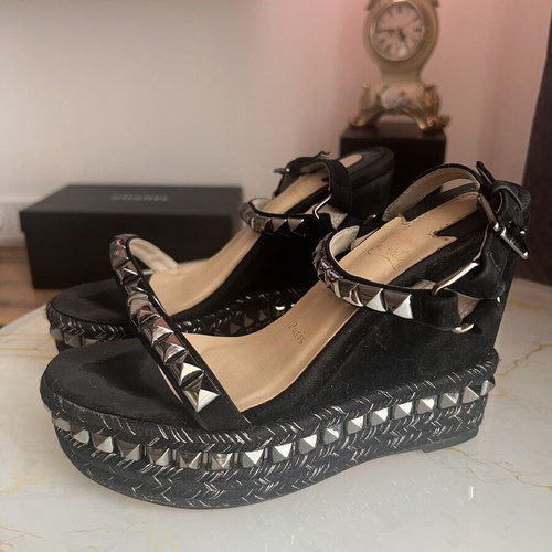 Louboutin sandals used, women's platform black size 37