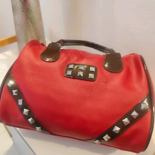 Women's handbag like new, red with studs