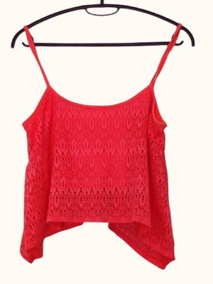 Lace Cropped Top Bershka size S like new, coral red