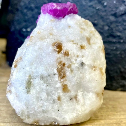 Natural rare raw ruby specimen in feldspar with mica new