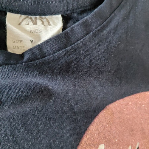 Zara Kids T-shirt with Pink Glitter Heart, Like New, Size 134 cm