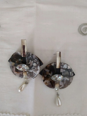 Handmade earring new with plexiglass, wood and steel elements