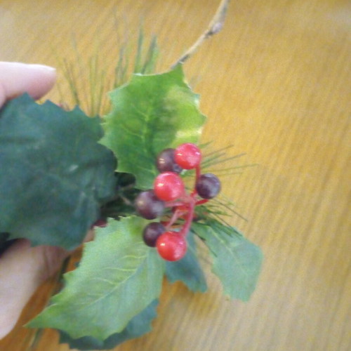 Christmas decoration new with mistletoe branch, pinecone and fabric heart