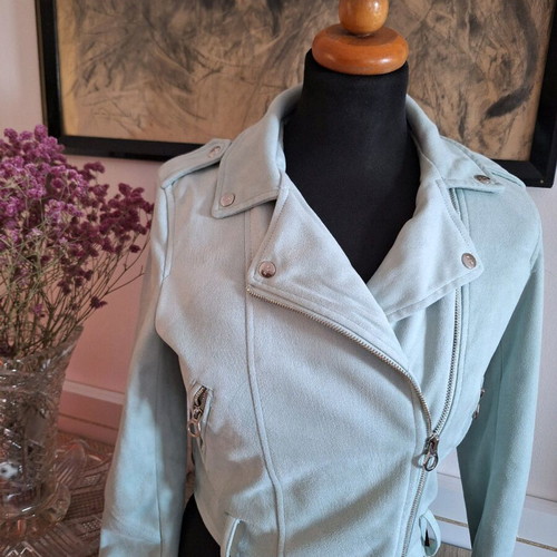 Biker-style jacket like new, mint turquoise, size S