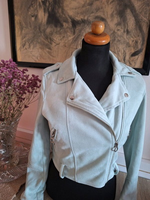 Biker-style jacket like new, mint turquoise, size S