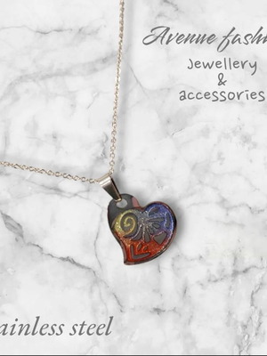 Women's heart necklace new, stainless steel, multicolor and silver