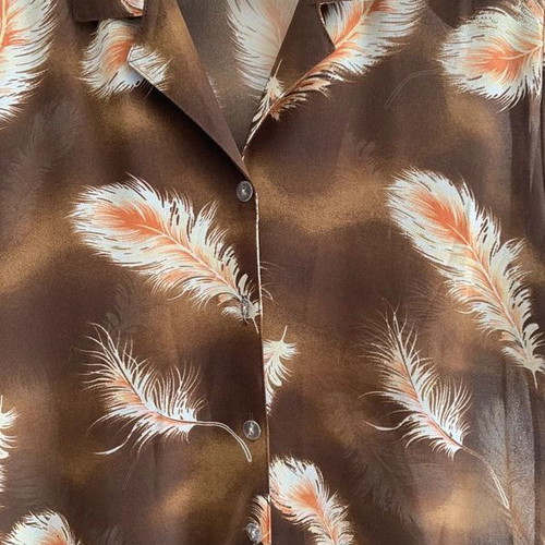 Shirt XL used, brown and orange, semi-transparent with shoulder pads