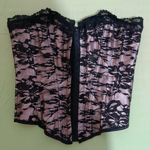 Bustier with black lace and beige background like new