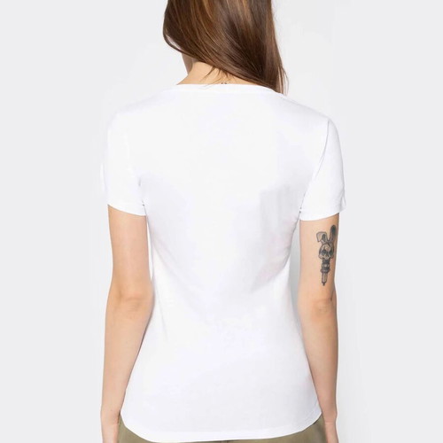 Liu Jo white rhinestone logo V-neck T-shirt, size small