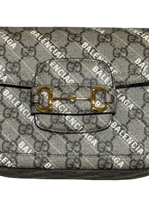 Gucci & Balenciaga Horsebit 1955 Unisex Shoulder Bag New Beige