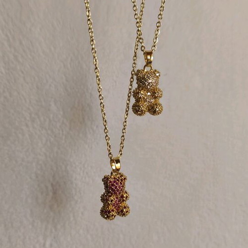 Teddy bear necklace gold color like new, sold together