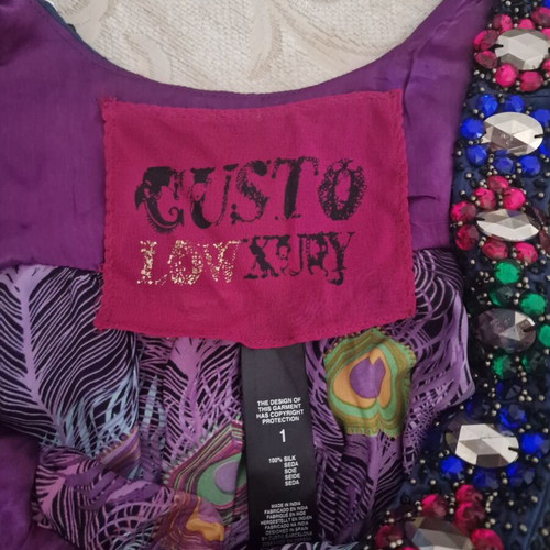 Custo Barcelona silk dress with stone details, size 1, new