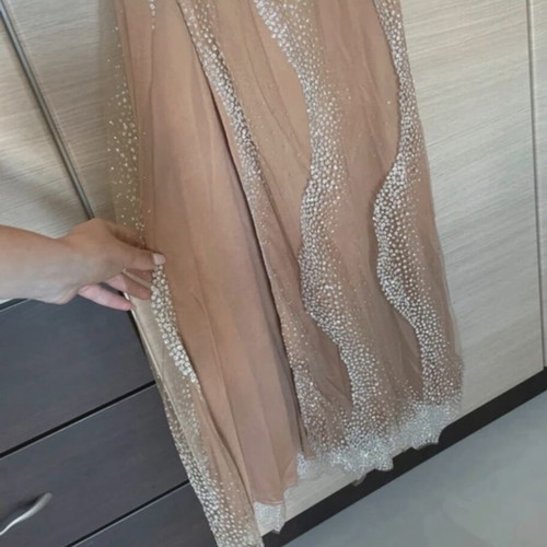 Handmade evening dress by Eirini Makkou, beige, size S/M