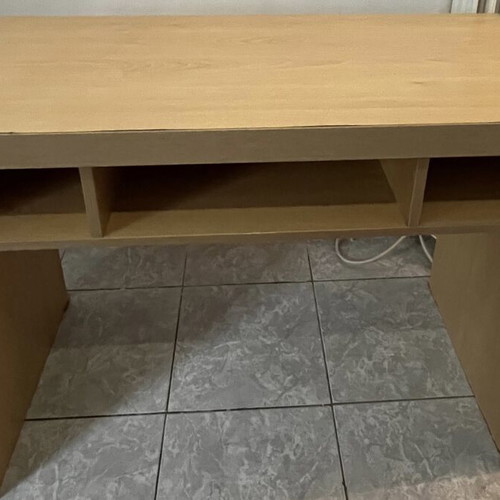 Desk with shelves used, beige color, sturdy hotel equipment