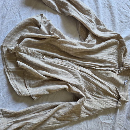 House oversized striped shirt size S linen blend beige used